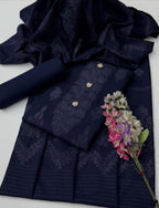 Wool Velvet Border Shawl - 3 Pcs Dress