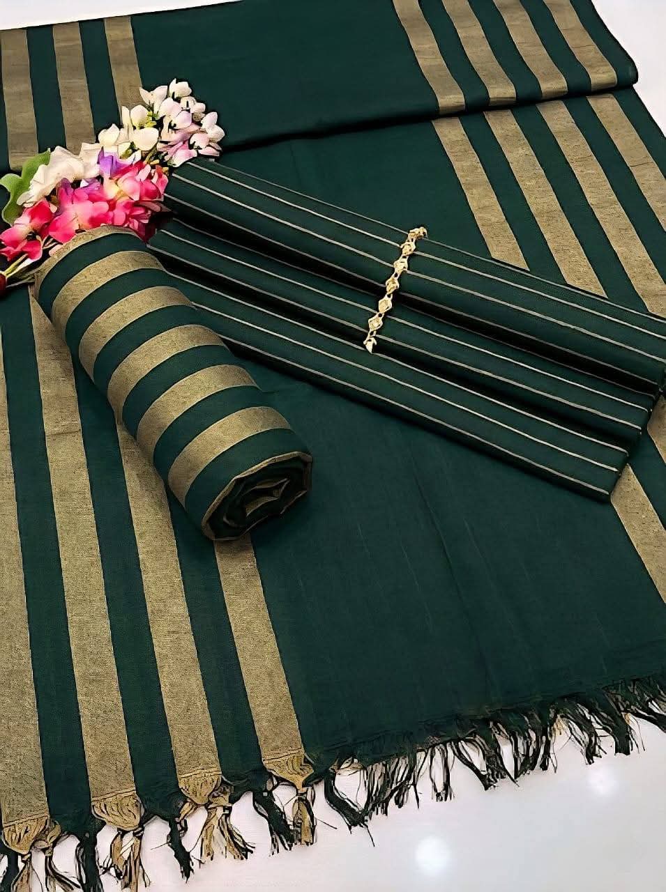 Bottle Green Marina dupatta and shirt fabric