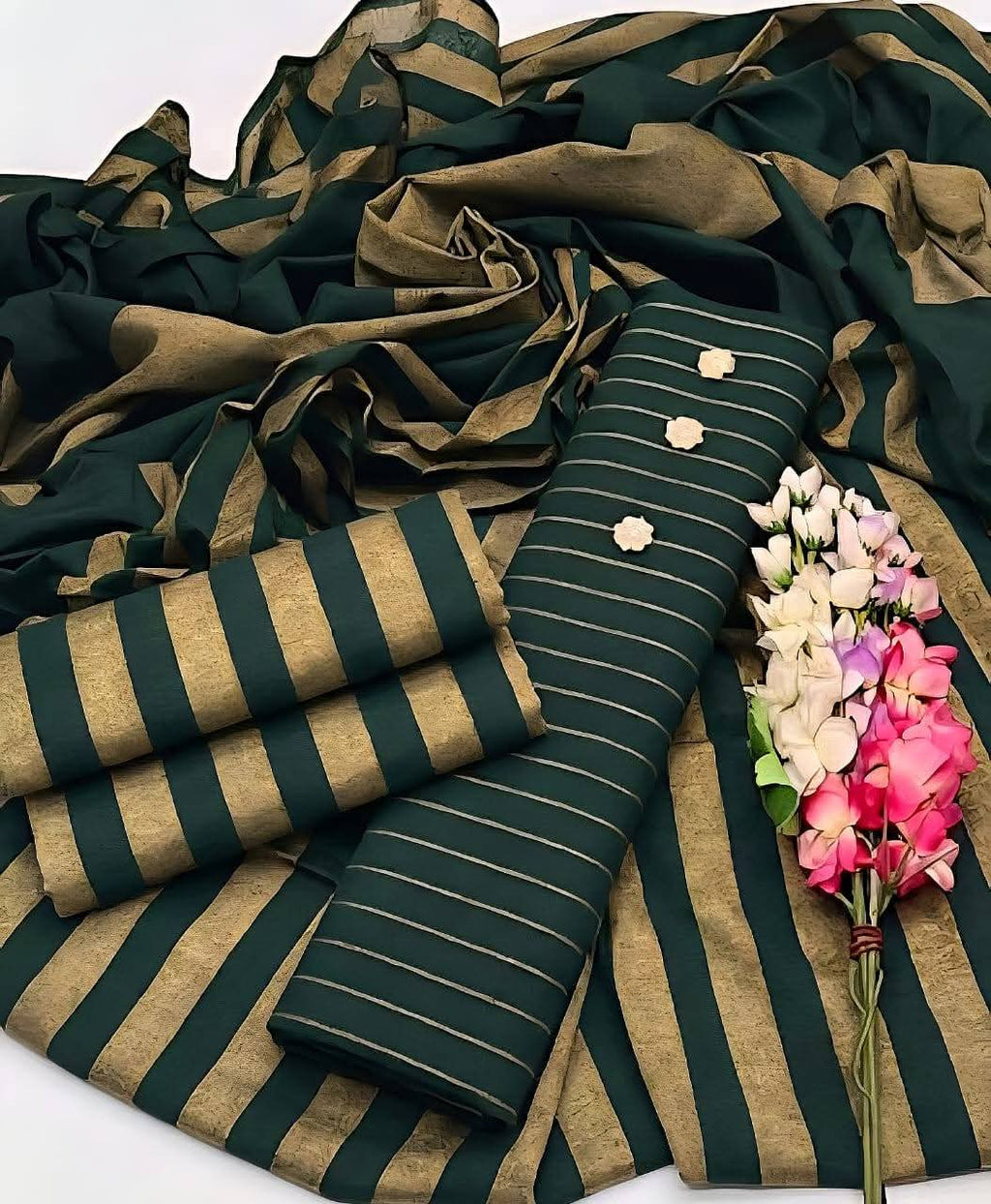 Bottle Green Marina suit fabric detail